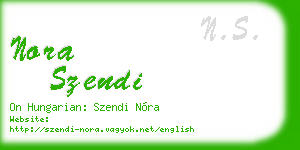 nora szendi business card